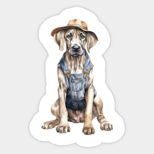 Farmer Great Dane Dog Sticker